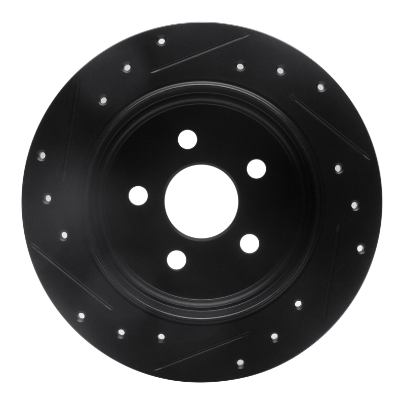 Chrysler PT Cruiser Brake Rotor (1) - Rear Right - R1 Concepts - Drilled & Slotted - Black - `03-`10